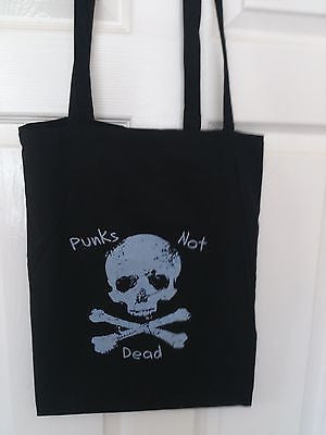 PUNKS NOT DEAD COTTON TOTE BAG 12"x12" Washable.