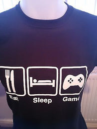 EAT - SLEEP - GAME - COMPUTER GAMERS 100% COTTON T-SHIRT