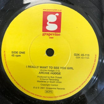ARCHIE HODGE - I REALLY WANT TO SEE YOU GIRL (GRAPEVINE 2000) Ex Condition.