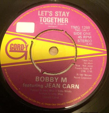 BOBBY M with JEAN CARN - LET'S STAY TOGETHER (GORDY) Ex Condition