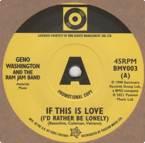 GENO WASHINGTON - IF THIS IS LOVE b/w THE DRIFTER (OUTTA SIGHT) Mint Condition