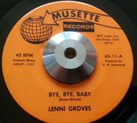 LENNI GROVE - BYE , BYE BABY ( MUSETTE) Vg+ Condition