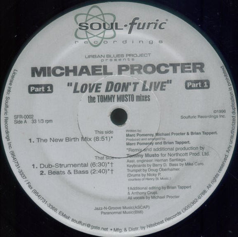 MICHAEL PROCTOR - LOVE DON'T LIVE (SOULFURIC) Mint Condition