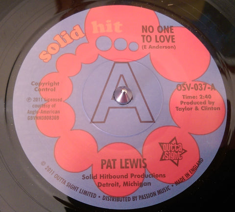 PAT LEWIS - NO ONE TO LOVE (OUTTA SIGHT DEMO) Mint Condition