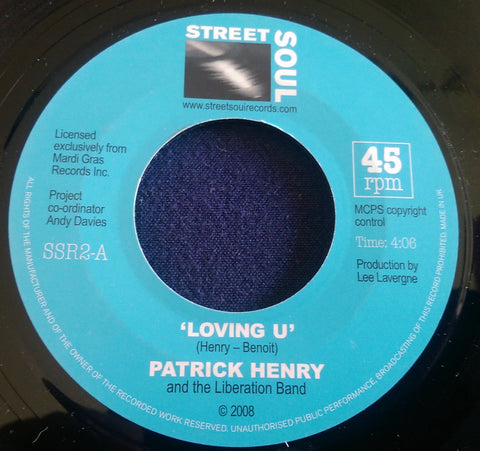 PATRICK HENRY - LOVING U b/w MY LOVE (STREET SOUL) Mint Condition