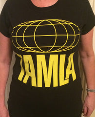 TAMLA GLOBE - FEMALE - T-SHIRT (Black Cotton-Yellow Print)